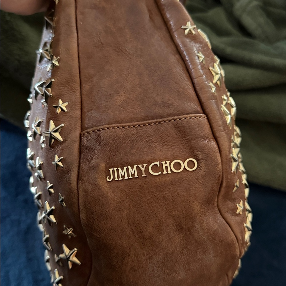 Jimmy Choo Star-Studded Brown Leather Shoulder Bag - Picture 3 of 14